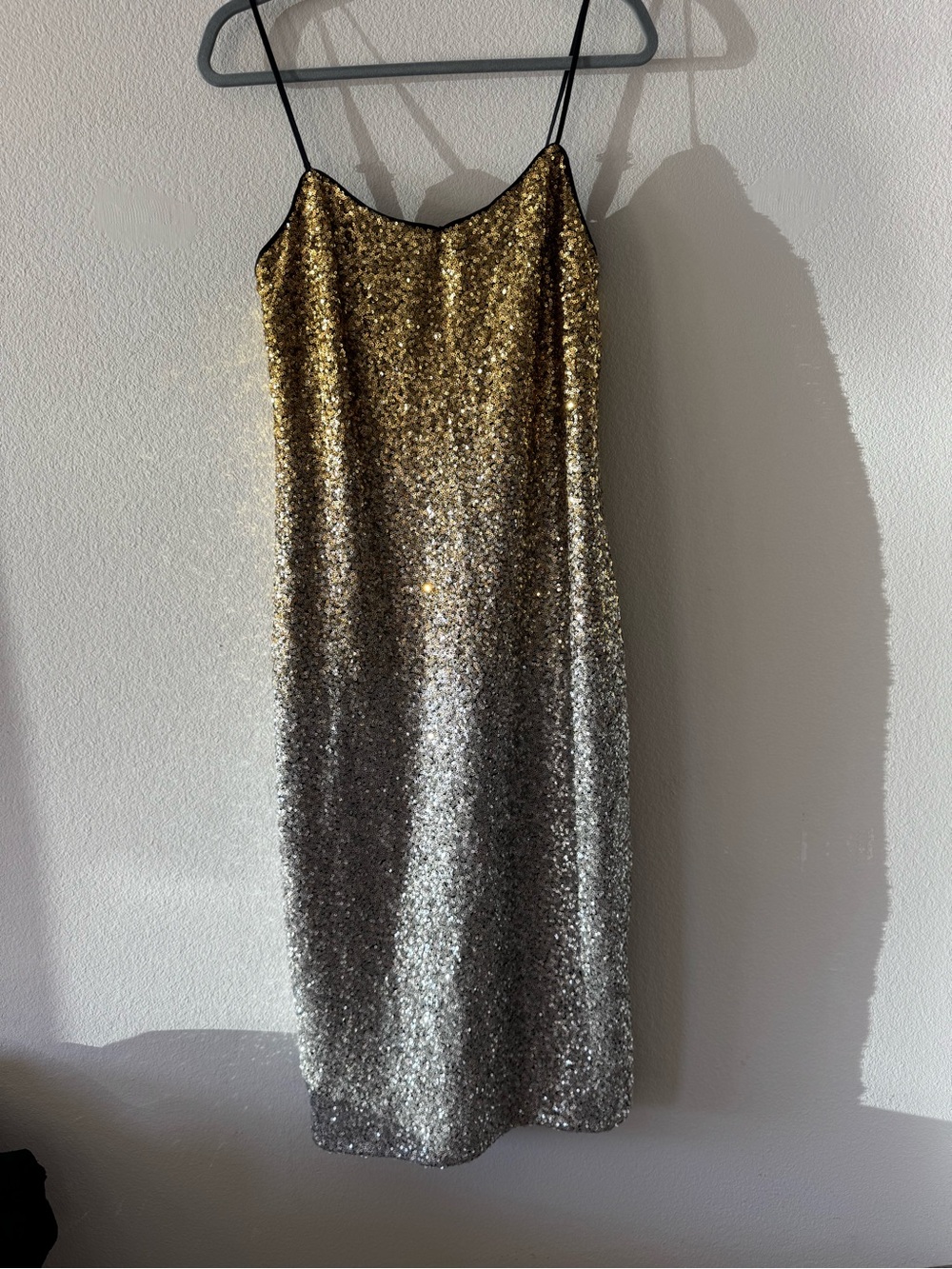J. Crew Gold and Silver Ombre Sequin Midi Slip Dress